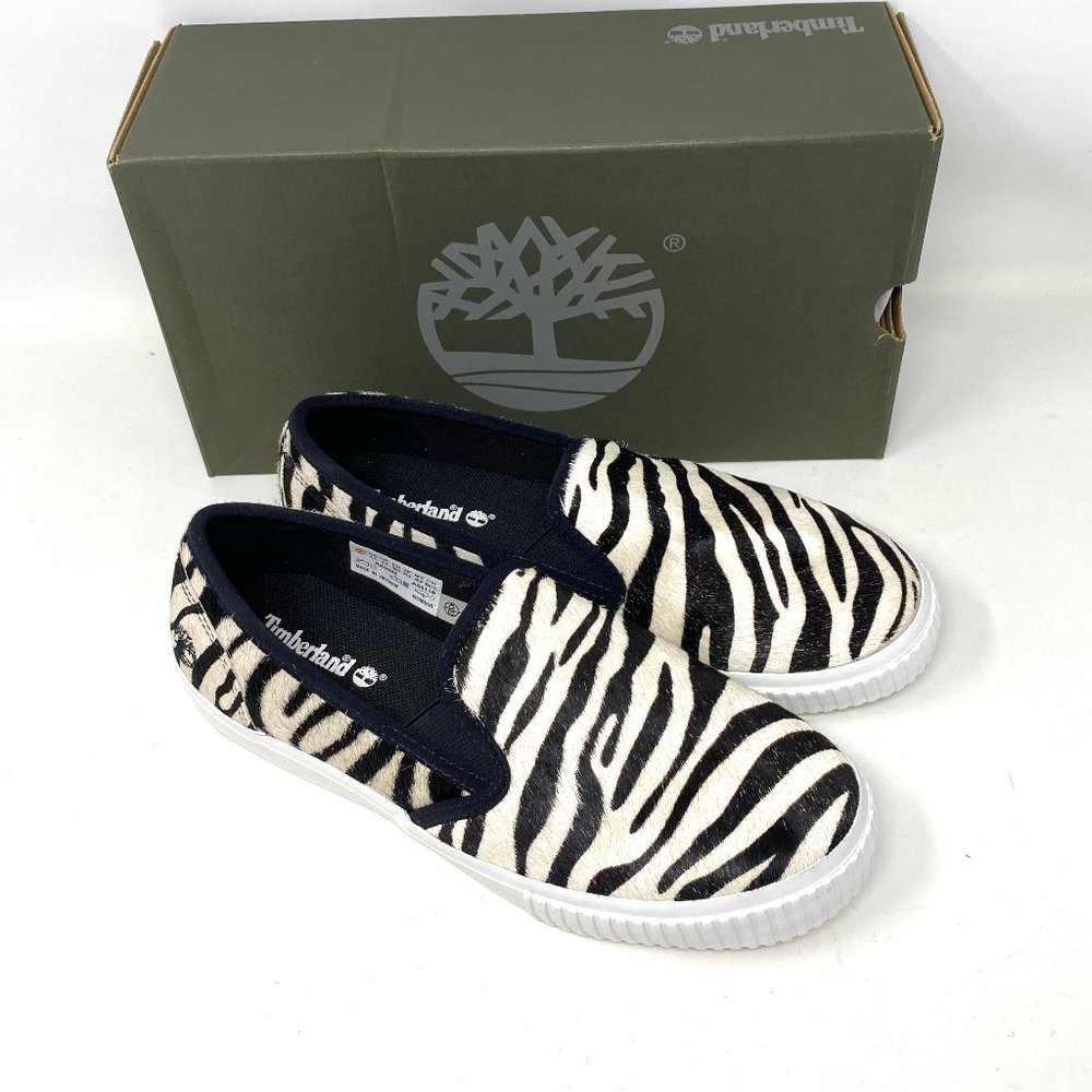 Timberland BX2 WOMEN SKYLA BAY SLIP ON ZEBRA LEATHER Black White TB 0A2GW6 BX2 - Picture 6 of 10